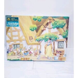 Vintage Disney Snow White and the Seven Dwarfs 63 Piece Floor Puzzle Golden